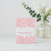 Elegant Roze & Wit Paisley Kant Bruiloft Planner Visitekaartje (Staand voorkant)