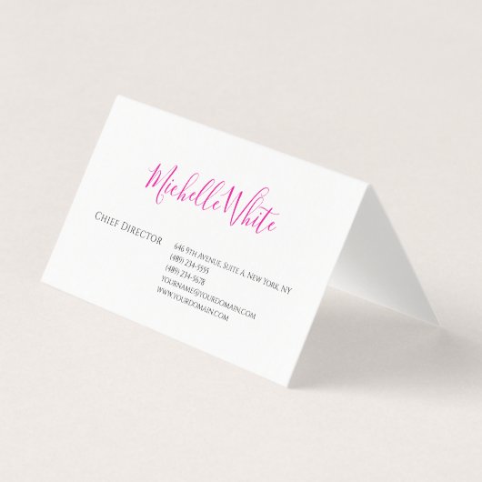 Elegant Roze Wit Professionele Moderne Visitekaartje (Voorkant)