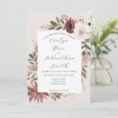 Elegant Roze Wit Rose Bruiloft Uitnodigen Kaart (Staand voorkant)