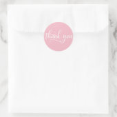 Elegant ROZE Wit Script Kalligrafie Dank u Ronde Sticker (Tas)