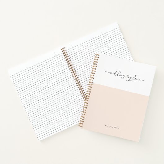 Elegant roze wit script spoelt harthuwelijk notitieboek (Binnen)