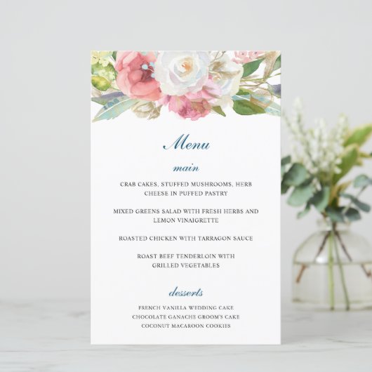 Elegant roze witte Blauwgroen tuin Floral Wedding (Staand voorkant)