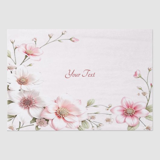Elegant roze witte bloem tissuepapier (Voorkant)