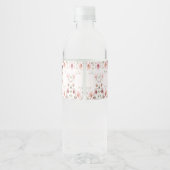 Elegant roze witte bloem waterfles label etiket (Achterkant)