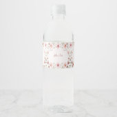 Elegant roze witte bloem waterfles label etiket (Voorkant)