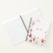 Elegant Roze Witte Bloemen Notitieboek (Binnen)