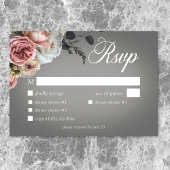 Elegant Roze Witte Bloemen Roos Grijs Trouwdiner RSVP Kaartje