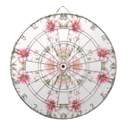 Elegant roze witte bloemendartbord dartbord (Voorkant)