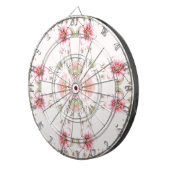 Elegant roze witte bloemendartbord dartbord (Voorkant Rechts)
