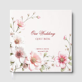 Elegant roze witte bloemengastenboek gastenboek