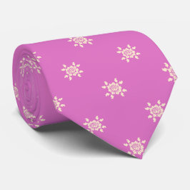 Elegant roze & witte bloemmotief bruidegom cadeau stropdas