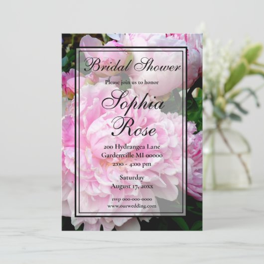 Elegant roze witte bloempioen Vrijgezellenfeest Kaart (Staand voorkant)