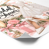Elegant Roze & Witte Bruiloftsfeest Bordesign Poster (Hoek)