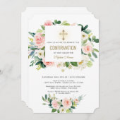 Elegant roze witte flacon kruisbevestiging kaart (Voorkant / Achterkant)