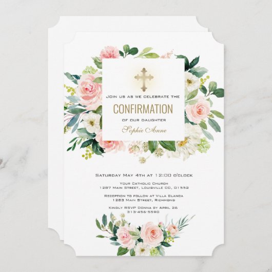 Elegant roze witte flacon kruisbevestiging kaart (Voorkant / Achterkant)