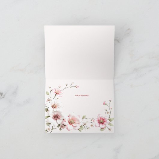 Elegant roze witte Floral Hartelijk dank Bedankkaart (Binnen)