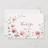 Elegant roze witte Floral Hartelijk dank Bedankkaart (Voorkant)