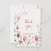 Elegant roze witte Floral Hartelijk dank Bedankkaart (Voorkant)