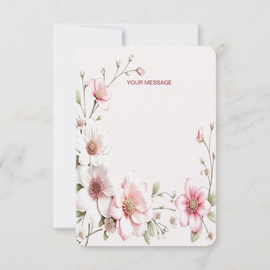 Elegant roze witte Floral Hartelijk dank Bedankkaart (Achterkant)