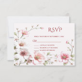 Elegant roze witte Floral RSVP-kaart RSVP Kaartje (Voorkant)