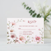 Elegant roze witte Floral RSVP-kaart RSVP Kaartje (Staand voorkant)