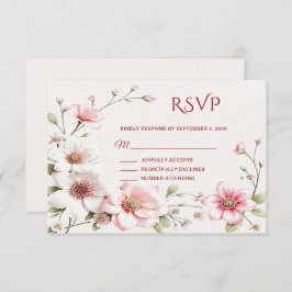 Elegant roze witte Floral RSVP-kaart RSVP Kaartje