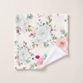 Elegant roze witte floranje bad handdoek (Wasdoekje)