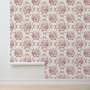 Elegant Roze Witte Hydrangea Bow Pattern Behang