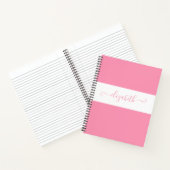 Elegant roze witte kleurenbloknaam Monogram Notitieboek (Binnen)