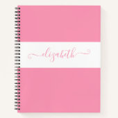 Elegant roze witte kleurenbloknaam Monogram Notitieboek (Voorkant)