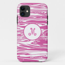 Elegant roze witte monogram stijlvol personalisere Case-Mate iPhone 14 hoesje