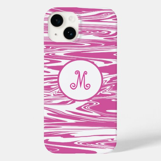 Elegant roze witte monogram stijlvol personalisere Case-Mate iPhone case (Achterkant)
