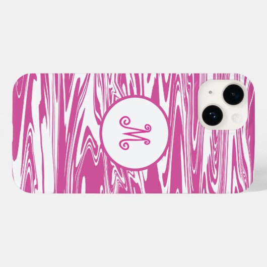 Elegant roze witte monogram stijlvol personalisere Case-Mate iPhone case (Achterkant (horizontaal))