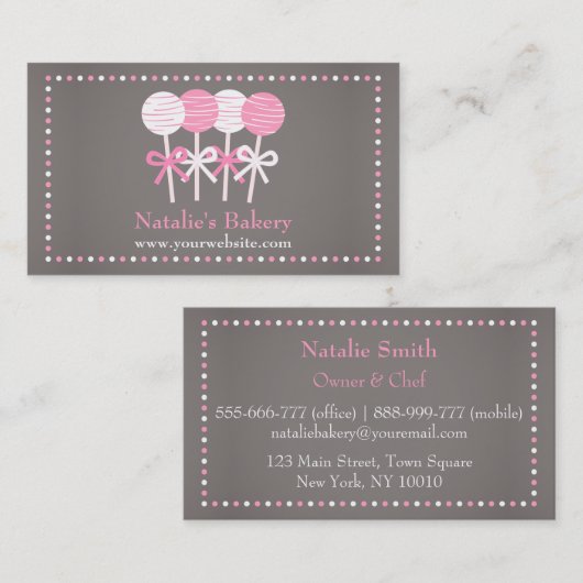 Elegant roze witte Poppen bakkerijgrijs Visitekaartje (Voorkant / Achterkant)