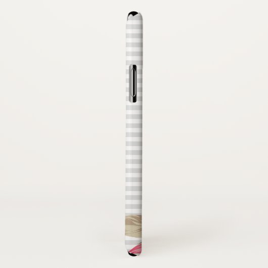 Elegant roze & witte rozen en monogram naam Case-Mate iPhone case (Achterkant / rechts)