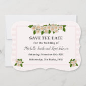 Elegant roze witte rozen sparen de Datum Save The Date (Voorkant)