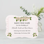 Elegant roze witte rozen sparen de Datum Save The Date (Staand voorkant)