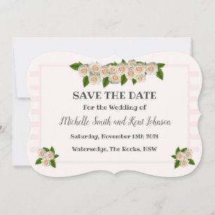 Elegant roze witte rozen sparen de Datum Save The Date