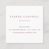 Elegant roze witte schoonheidsskincare minimalisti vierkante visitekaartje (Achterkant)