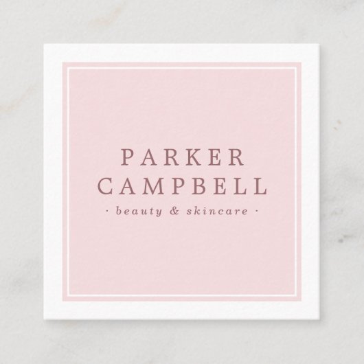 Elegant roze witte schoonheidsskincare minimalisti vierkante visitekaartje (Voorkant)