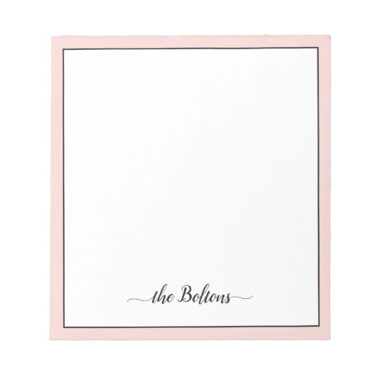 Elegant roze witte schrijfbenodigdheden notitieblok (Voorkant)