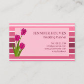 Elegant Roze Witte Strepen Tulp Visitekaartje (Voorkant)
