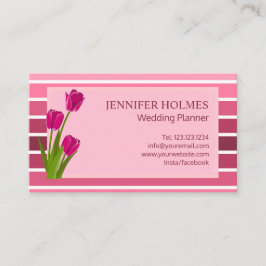 Elegant Roze Witte Strepen Tulp Visitekaartje