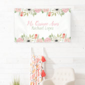 Elegant roze & witte Waterverf Floral Spandoek (Insitu)