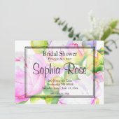 Elegant roze witte waterverf pioen Vrijgezellenfee Kaart (Staand voorkant)