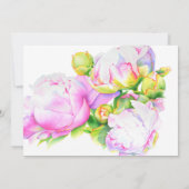 Elegant roze witte waterverf pioen Vrijgezellenfee Kaart (Achterkant)