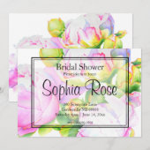 Elegant roze witte waterverf pioen Vrijgezellenfee Kaart (Voorkant / Achterkant)