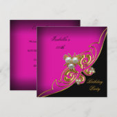 Elegant roze witte zwarte goudpaalaarde kaart (Voorkant / Achterkant)