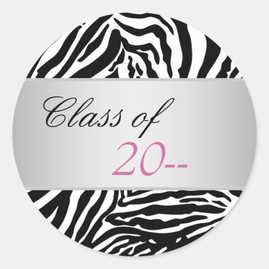 Elegant Roze Zebra Afstuderen Stickers (Voorkant)