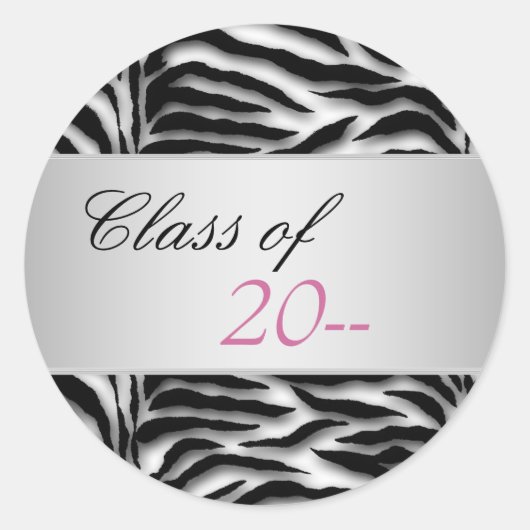 Elegant Roze Zebra Afstuderen Stickers (Voorkant)